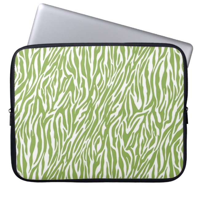 Funda Para Portátil Impresión de cebra de safari verde (Frente)