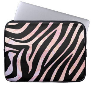 Funda Para Portátil Impresión de cebra negra y rosa