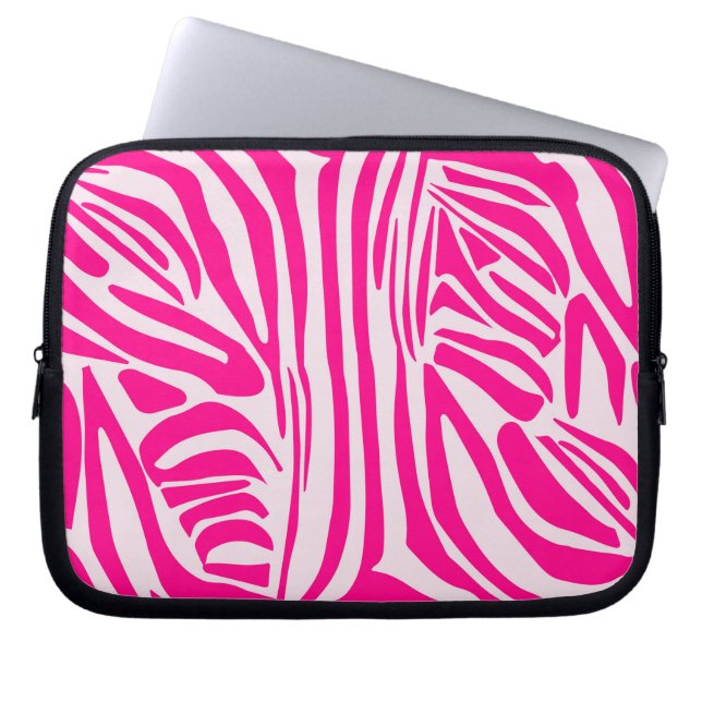 Funda Para Portátil Impresión de cebra rosa (Frente)