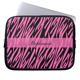 Funda Para Portátil Impresión de cebra rosa y negro caliente
