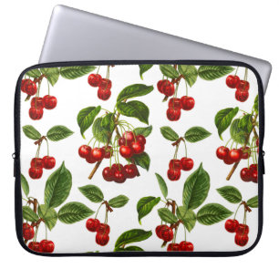 Funda Para Portátil Impresión de cerezas rojas botánicas vintage