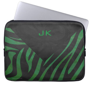 Funda Para Portátil Impresión de color negro y verde cebra monograma