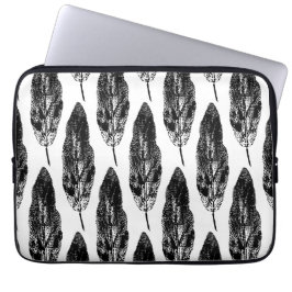 Funda Para Portátil Impresión de hojas de hojas de limón blanco y negr