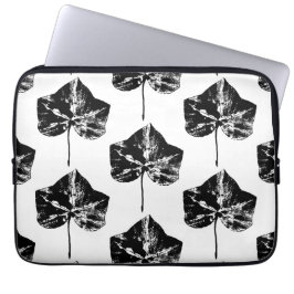 Funda Para Portátil Impresión de hojas de marfil en blanco y negro