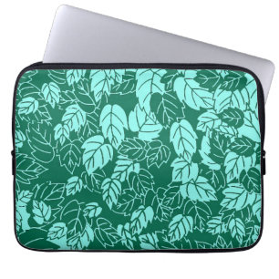 Funda Para Portátil Impresión de hojas japonesas, turquesa y Aqua