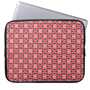 Funda Para Portátil Impresión de kimono floral, rojo, negro y blanco