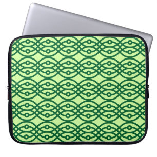 Funda Para Portátil Impresión de Kimono, verde claro y oscuro