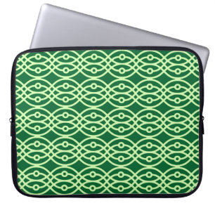 Funda Para Portátil Impresión de kimono, verde oscuro y claro