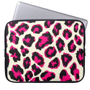 Funda Para Portátil Impresión de leopardo animal rosa y negro