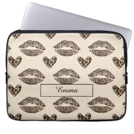 Funda Para Portátil Impresión de leopardo beige y negro chic