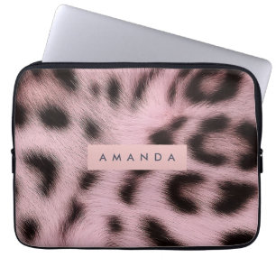 Funda Para Portátil Impresión de leopardo de pelaje falso rosa persona