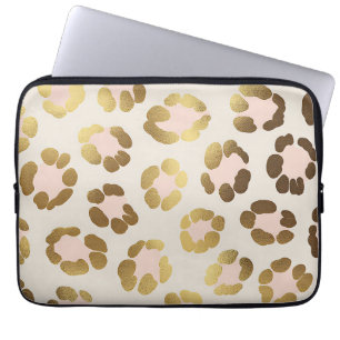 Funda Para Portátil Impresión de leopardo dorado y rosa pastel Chic An
