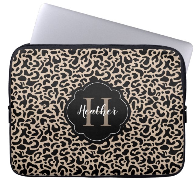 Funda Para Portátil Impresión de leopardo monograma (Frente)