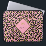 Funda Para Portátil Impresión de leopardo negro y rosado dorado de mod<br><div class="desc">Impresión de leopardo negro y rosado dorado de moda |Diseño de monograma,  La plantilla está configurada para que añada su nombre e inicial a. Si desea cambiar el color o estilo del tipo de letra,  haga clic en personalizar más adelante al final de la plantilla.</div>
