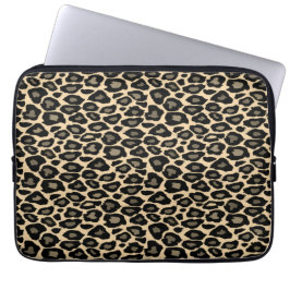 Funda Para Portátil Impresión de Leopardo Negro y Tan