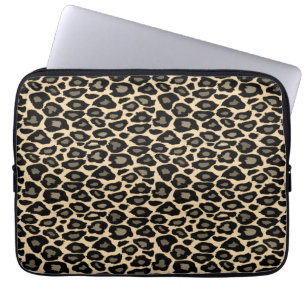 Funda Para Portátil Impresión de Leopardo Negro y Tan