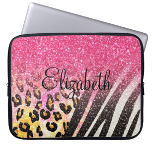 Funda Para Portátil Impresión de leopardo ondulado, rayas de cebra