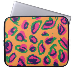 Funda Para Portátil Impresión de leopardo, patrón animal colorido.
