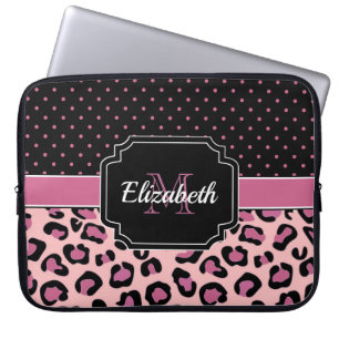 Funda Para Portátil Impresión de puntos y leopardo