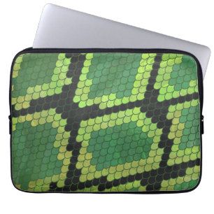 Funda Para Portátil Impresión de Serpiente Negra y Verde