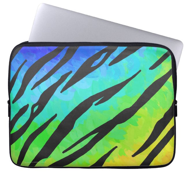 Funda Para Portátil Impresión de tigre negro y arcoiris (Frente)