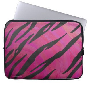 Funda Para Portátil Impresión de Tigre Rosa Caliente y Negro