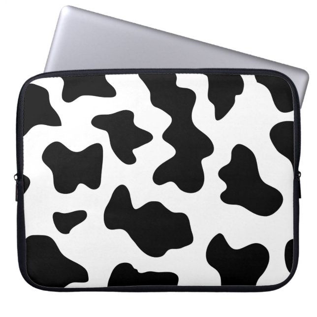 Funda Para Portátil impresión de vaca de granja blanca y negra (Frente)