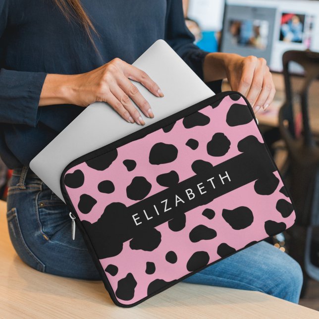 Funda Para Portátil Impresión de vaca, puntos de vaca, vaca rosa, nomb (Subido por el creador)