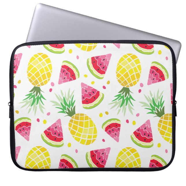 Funda Para Portátil Impresión de verano de piña de sandía sin foco (Frente)