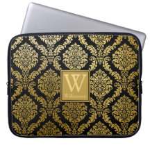 Impresión elegante de Damasco de oro y negro perso