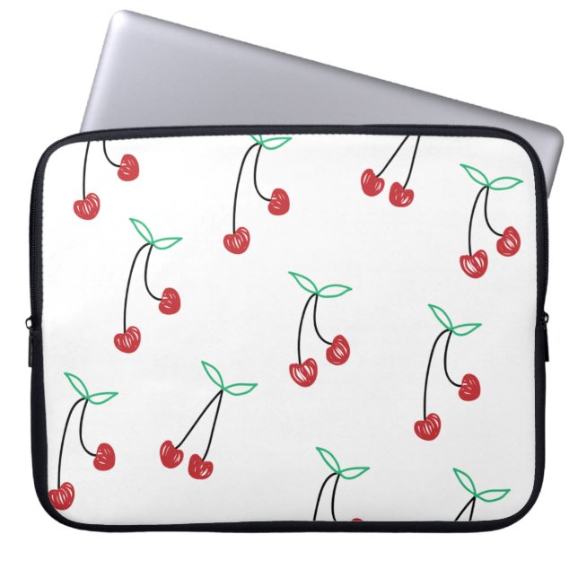 Funda Para Portátil Impresión femenina linda de la cereza (Frente)