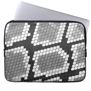 Funda Para Portátil Impresión gris, blanco y negro de serpientes