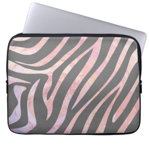 Funda Para Portátil Impresión gris claro cebra y rosa