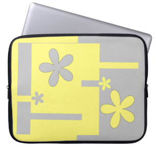 Funda Para Portátil impresión gris y amarilla,