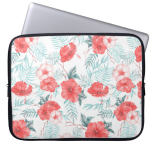 Funda Para Portátil Impresión sin foco de la palma de Hibiscus Tropica
