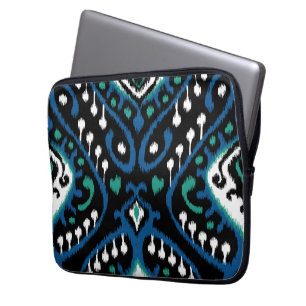 Funda Para Portátil Impresión tribal del ikat del negro elegante