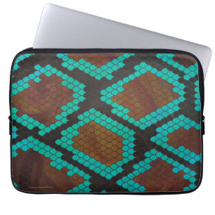 Funda Para Portátil Impresión Verde azulada y marrón de serpientes