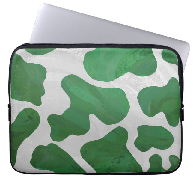 Funda Para Portátil Impresión verde y blanca de vaca (Frente)
