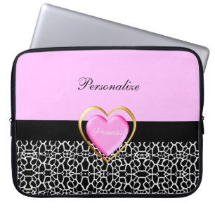 Funda Para Portátil Impresión y nombre de la princesa girafa negra de