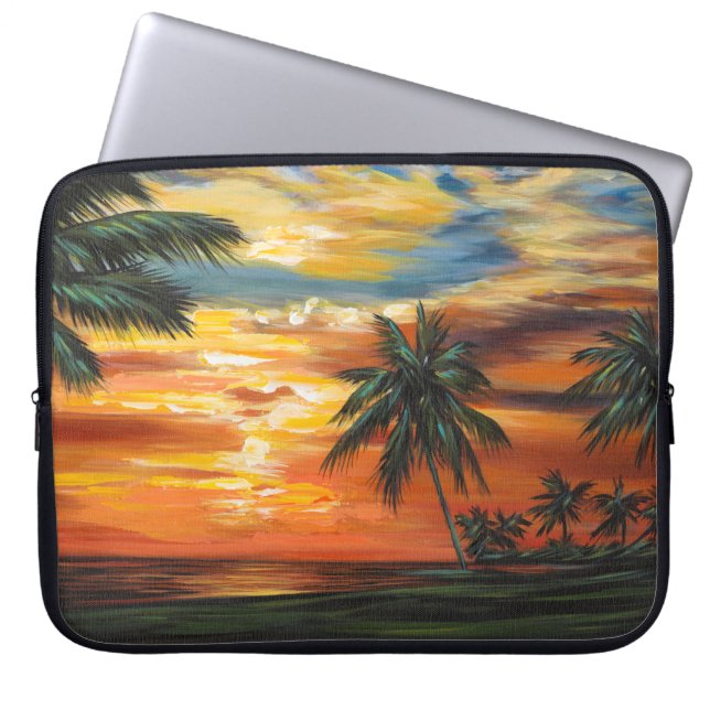 Funda Para Portátil Impresionante atardecer tropical (Frente)