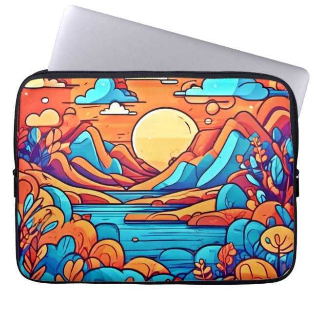 Funda Para Portátil Impresionante bosque caricaturista arcoiris (Frente)