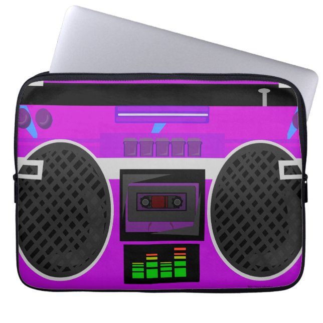Funda Para Portátil Impresionante caja de boombox púrpura ilustrada de (Frente)