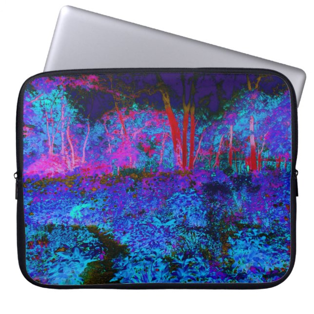 Funda Para Portátil Impresionante paisaje azul oscuro y jardín rojo (Frente)