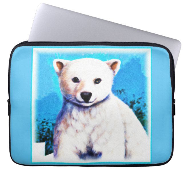 Funda Para Portátil Impresionante pintura de un cubo de oso polar. ¡Ha (Frente)