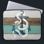 Funda Para Portátil Impresionante serpiente blanca de ancla azul vinta<br><div class="desc">Impresión de imagen de fondo pintada de color azul fresco impresionante ancla de color azul vintage blanco snowboard antiguo panel de madera lavado blanco</div>
