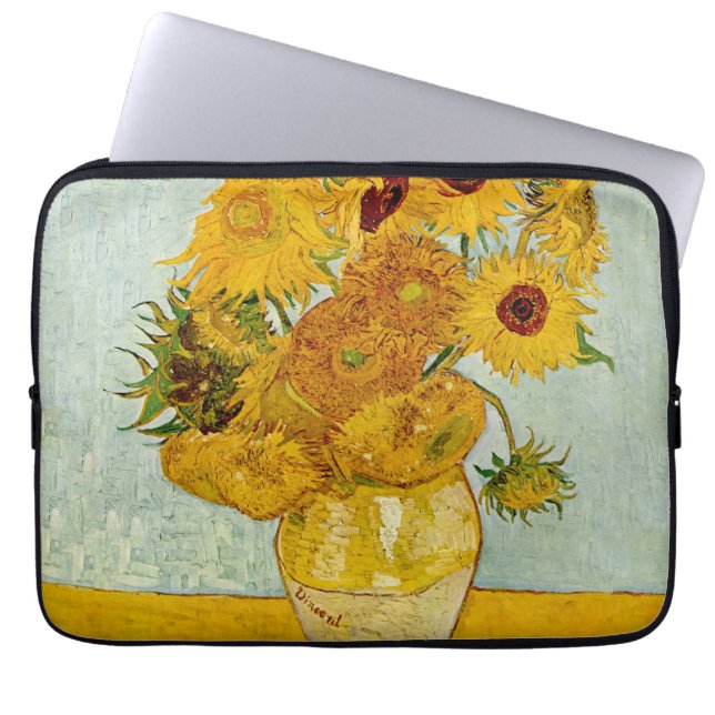 Funda Para Portátil Impresionista de Vincent Van Gogh 12 Sunflowers (Frente)