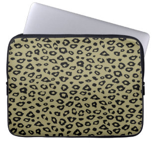Funda Para Portátil Imprimir Leopardo negro dorado