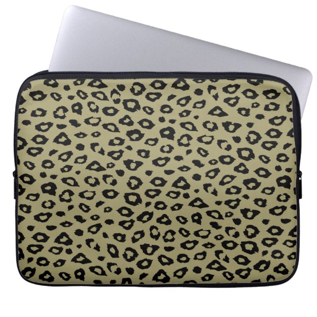 Funda Para Portátil Imprimir Leopardo negro dorado (Frente)