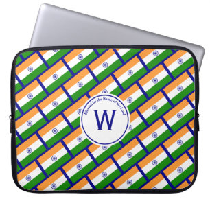 Funda Para Portátil INDIA FLAG Guión personalizado AZUL elegante