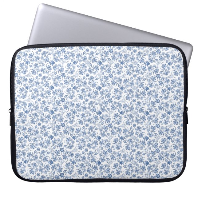 Funda Para Portátil Indigo azul Etnia Floral Impresión Portátil Sleed (Frente)